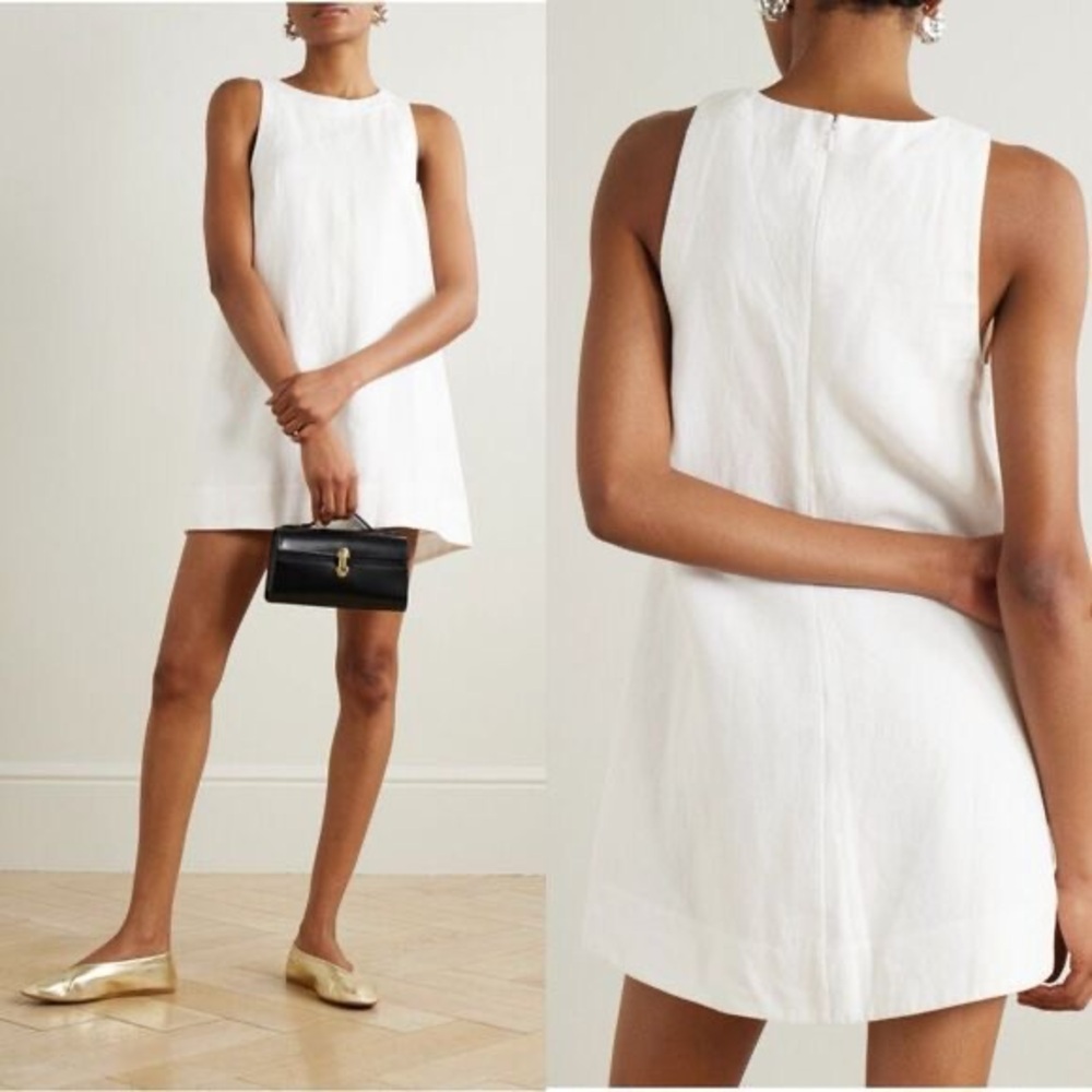 POSSE POPPY Linen DRESS in IVORY/white